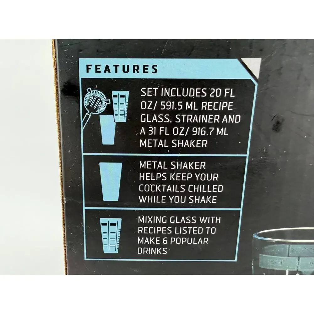 Sharper Image 3 Piece Classic Mixology Set Cocktail Shaker Bar Set New